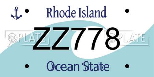 ZZ778 Rhode Island License Plate