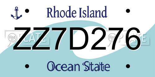 ZZ7D276 Rhode Island License Plate