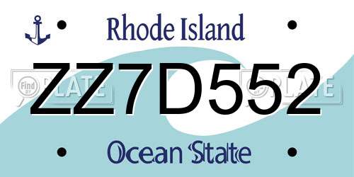 ZZ7D552 Rhode Island License Plate
