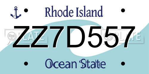 ZZ7D557 Rhode Island License Plate