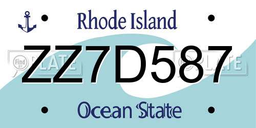ZZ7D587 Rhode Island License Plate