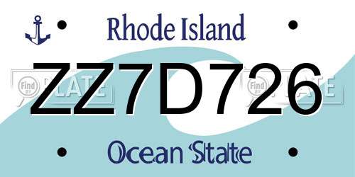 ZZ7D726 Rhode Island License Plate