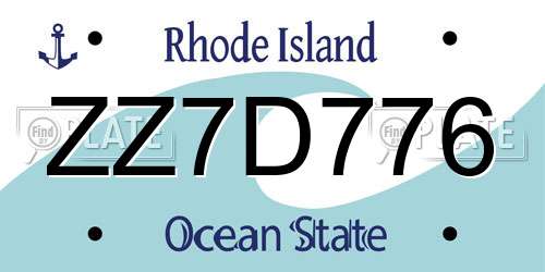 ZZ7D776 Rhode Island License Plate
