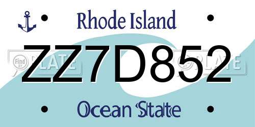 ZZ7D852 Rhode Island License Plate