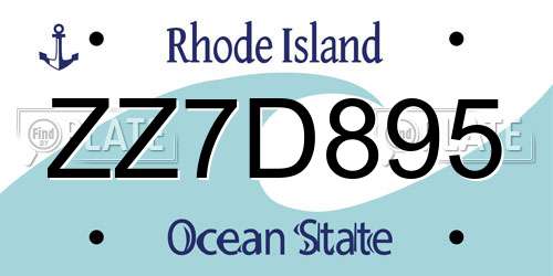 ZZ7D895 Rhode Island License Plate