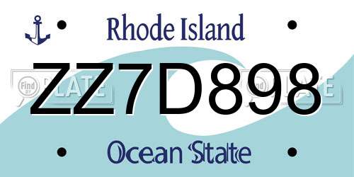 ZZ7D898 Rhode Island License Plate