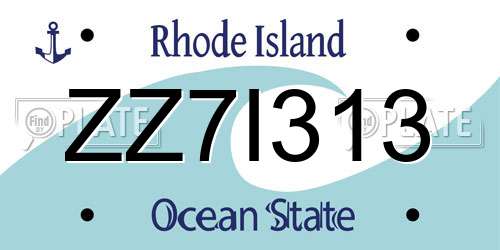 ZZ7I313 Rhode Island License Plate