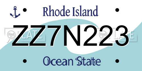ZZ7N223 Rhode Island License Plate