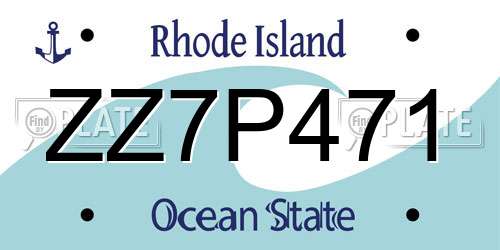 ZZ7P471 Rhode Island License Plate