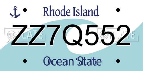 ZZ7Q552 Rhode Island License Plate