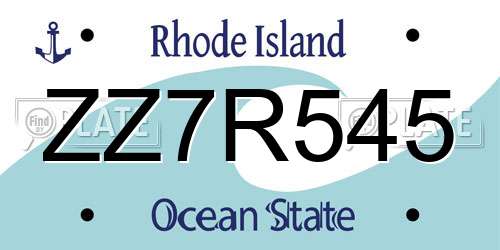ZZ7R545 Rhode Island License Plate
