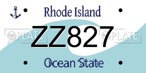 ZZ827 Rhode Island License Plate
