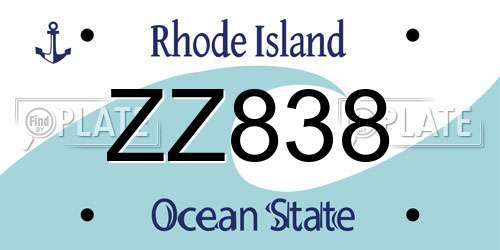 ZZ838 Rhode Island License Plate