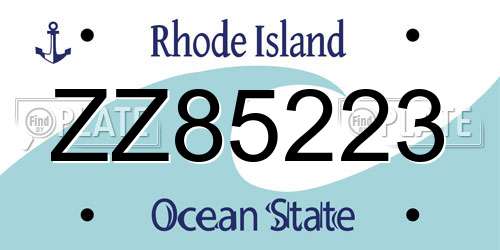 ZZ85223 Rhode Island License Plate