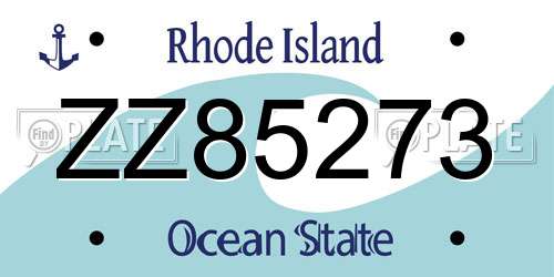 ZZ85273 Rhode Island License Plate