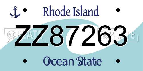 ZZ87263 Rhode Island License Plate