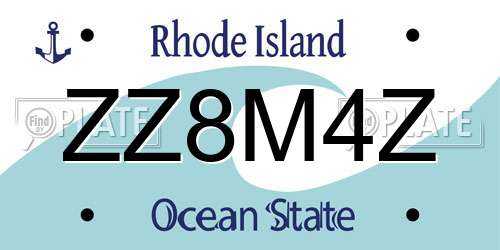 ZZ8M4Z Rhode Island License Plate