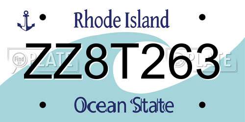 ZZ8T263 Rhode Island License Plate
