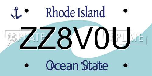 ZZ8V0U Rhode Island License Plate