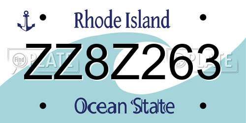 ZZ8Z263 Rhode Island License Plate