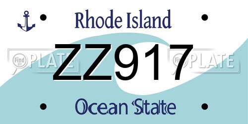 ZZ917 Rhode Island License Plate