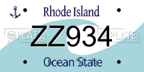ZZ934 Rhode Island License Plate