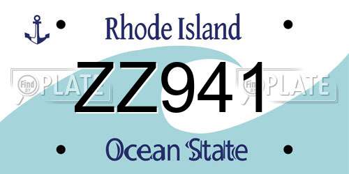 ZZ941 Rhode Island License Plate