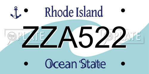ZZA522 Rhode Island License Plate
