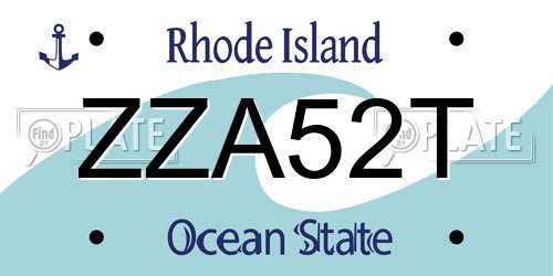 ZZA52T Rhode Island License Plate