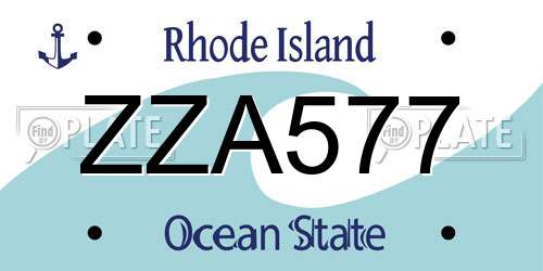 ZZA577 Rhode Island License Plate