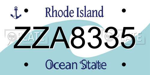 ZZA8335 Rhode Island License Plate