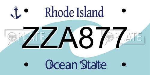 ZZA877 Rhode Island License Plate