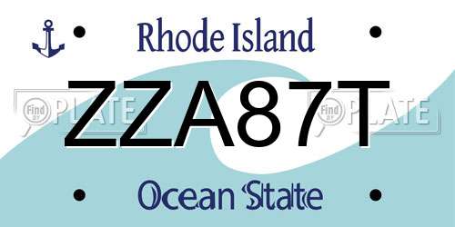 ZZA87T Rhode Island License Plate