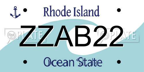 ZZAB22 Rhode Island License Plate