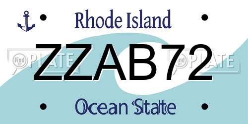ZZAB72 Rhode Island License Plate