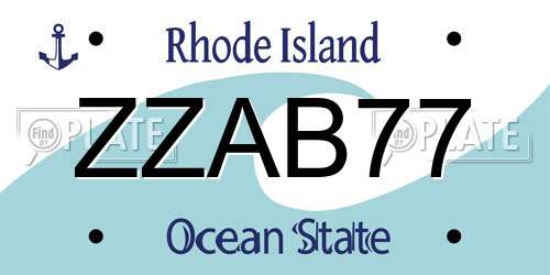 ZZAB77 Rhode Island License Plate