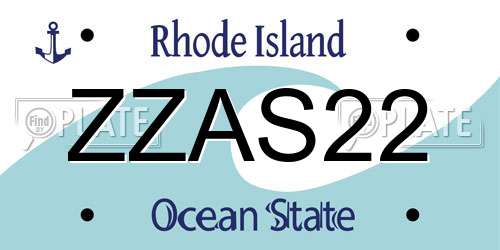 ZZAS22 Rhode Island License Plate