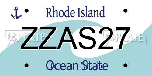 ZZAS27 Rhode Island License Plate