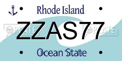 ZZAS77 Rhode Island License Plate