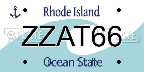 ZZAT66 Rhode Island License Plate