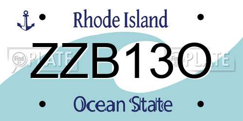 ZZB13O Rhode Island License Plate