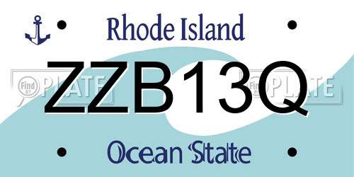ZZB13Q Rhode Island License Plate