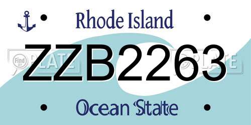 ZZB2263 Rhode Island License Plate