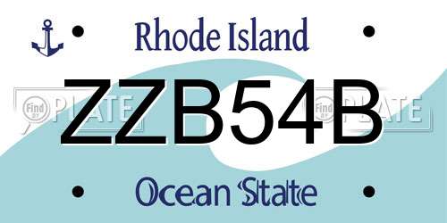 ZZB54B Rhode Island License Plate