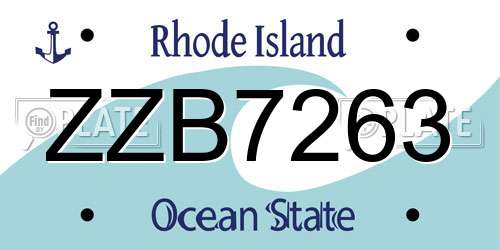 ZZB7263 Rhode Island License Plate