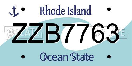 ZZB7763 Rhode Island License Plate