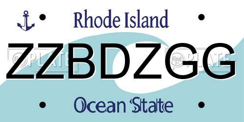 ZZBDZGG Rhode Island License Plate