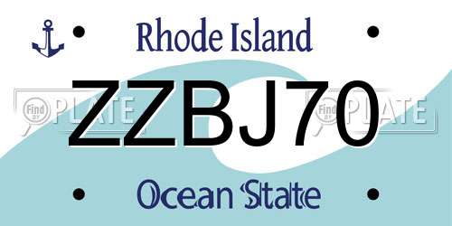 ZZBJ70 Rhode Island License Plate