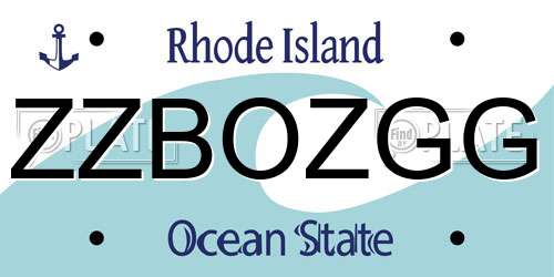 ZZBOZGG Rhode Island License Plate