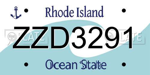 ZZD3291 Rhode Island License Plate